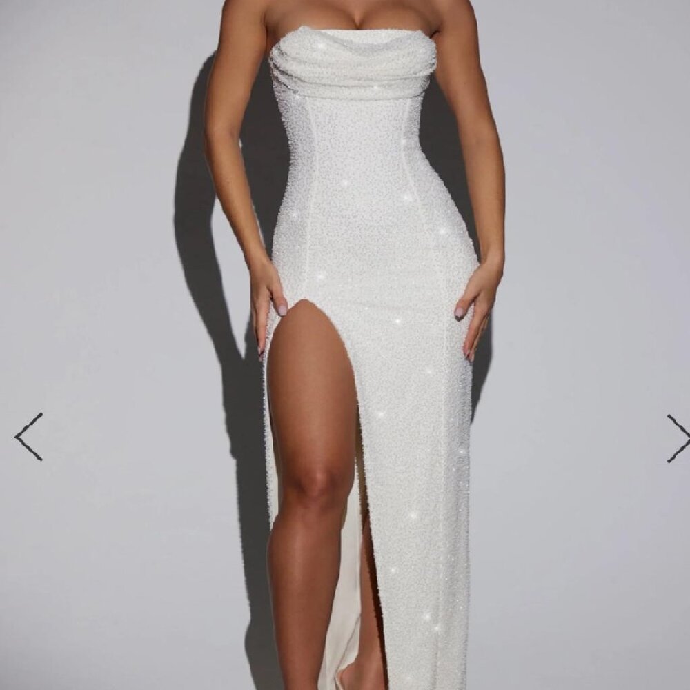 NWT Oh Polly La Rochette Embellished Bandeau Cowl Neck Maxi Dress